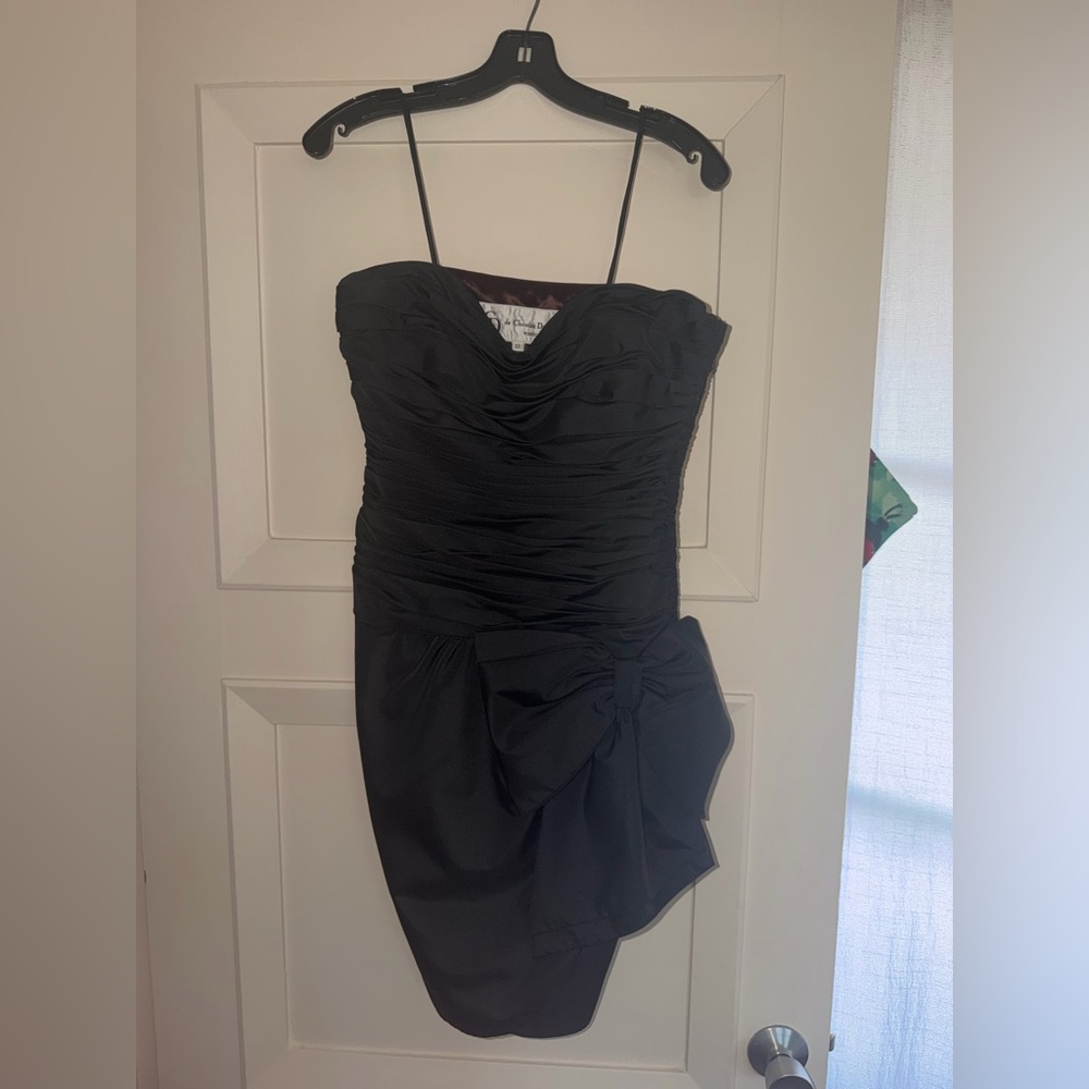 Dior Black Strapless Dress with Bow